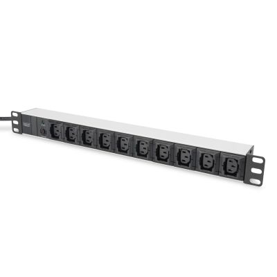 6. Digitus PDU 19" Rackmount Power Strip, 10x C13 sockets, 2.0m, 1x C14 plug, 10A, overload protection, aluminum profile