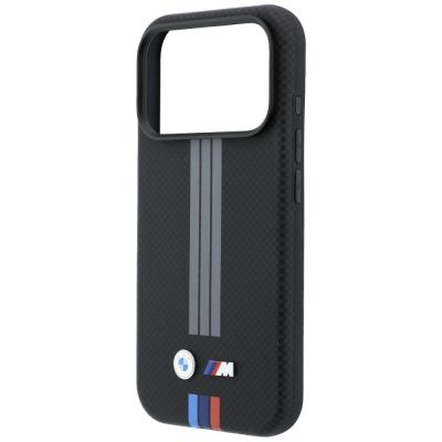 6. BMW M Quadrille Kevlar Anthracite & Tricolor Print Lines MagSafe Case for iPhone 17 Pro / 18 Pro - Black