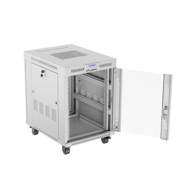 5. 19" 15U 600x800 gray glass door LCD installation rack cabinet Lanberg (Flat Pack) V2