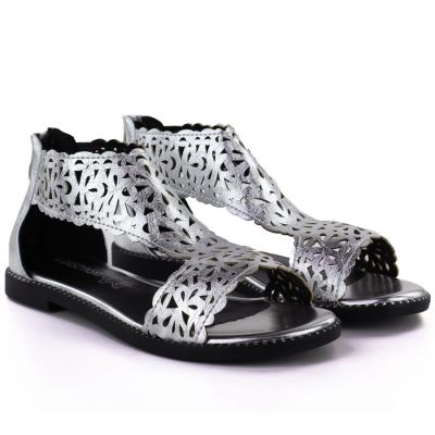 3. Women's openwork silver sandals M.Daszyński MR24148-2