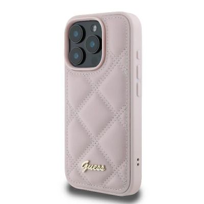 2. Guess Quilted Metal Logo iPhone 16 Pro Case - Pink