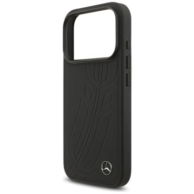 6. Mercedes Leather Large Laurel Leave MagSafe Case for iPhone 17 Pro - Black