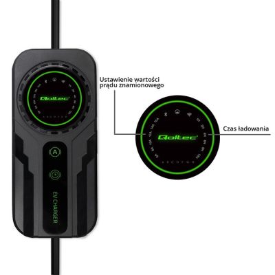 14. Qoltec Mobile charger for electric car EV with regulation 2 in 1 Type2 SCHUKO 3.5kW 230V LCD Portable Wallbox 5m