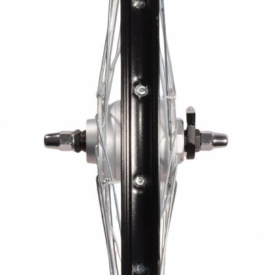 9. 28 INCH FRONT WHEEL WITH SHIMANO HUB BLACK RIM