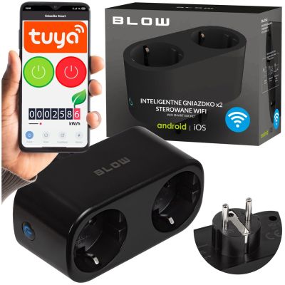 BLOW SMART DOUBLE SOCKET CONTROLLED WIFI TUYA BLACK