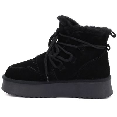 5. Women's leather ankle boots on the platform, suede, black, Big Star UU274314
