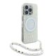 3. Guess IML Flowers Allover Electro With Pearl Strap MagSafe case for iPhone 16 Pro - white