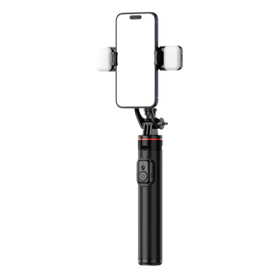 8. Selfie stick WC12YDS 1.3m aluminum alloy telescopic tripod with dual lamp and phone holder - black