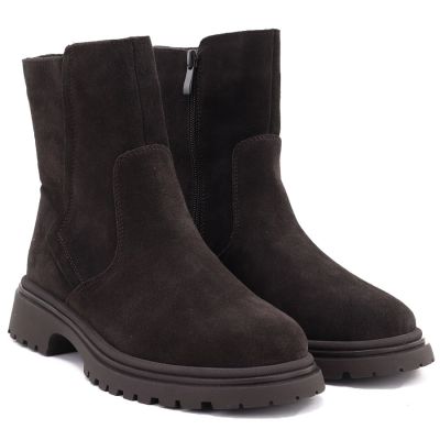 8. Women's leather ankle boots suede chocolate Sergio Leone BT-27