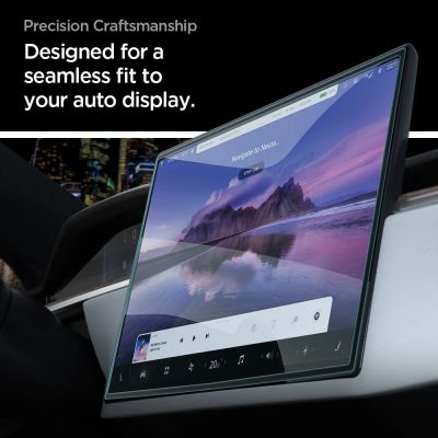 12. Spigen Glas.tR EZ Fit Tempered Glass for Tesla Model X 2022 / Model S 2021 - Black