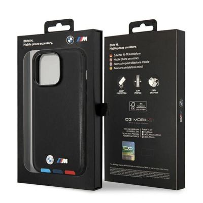 8. Case BMW BMHMP14X22PTDK iPhone 14 Pro Max 6.7 "black / black Leather Stamp Tricolor Magsafe