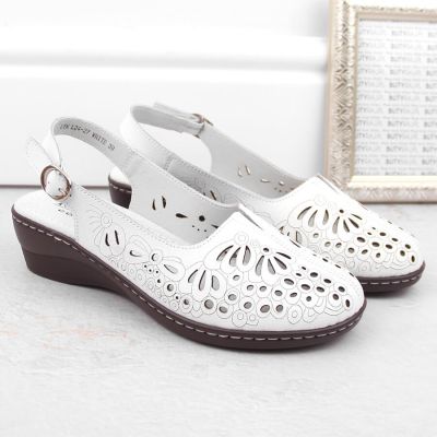 6. Comfortable women's leather sandals with openwork white T.Sokolski L26-27