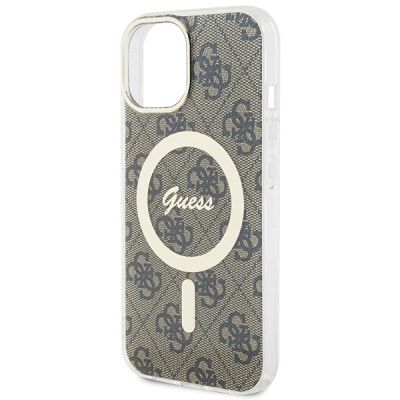 6. Guess IML 4G MagSafe iPhone 15 Plus Case - Brown