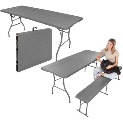 12. CATERING TABLE FOLDABLE INTO A SUITCASE 180x74CM MAX.100KG WOODLAND BOARD DARK GREY