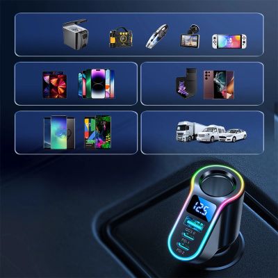 8. Joyroom Fast Car Charger 4in1 USB-A QC3.0 / 2xUSB-C PD 150W Black (JR-CL21)