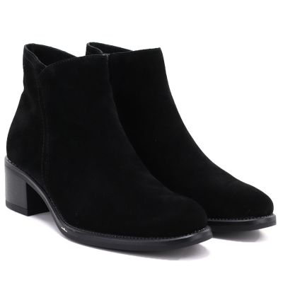 4. Women's leather ankle boots with a block heel, black Sergio Leone BT-52-S