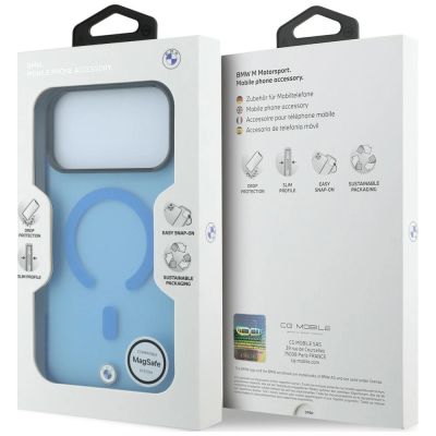 8. BMW Sign Frosted IML & Metal Logo MagSafe Case for iPhone 18 Pro Max / 17 Pro Max - Blue