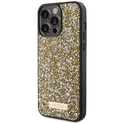 2. Guess Rhinestone Metal Logo case for iPhone 15 Pro - yellow