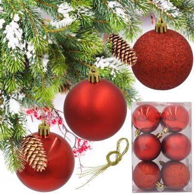 6. DECORATIVE PLASTIC BALL 12 PCS 60MM RED