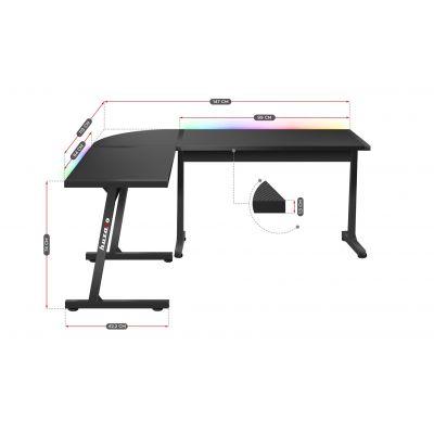 26. Huzaro Hero 6.0 Black RGB Gaming Desk