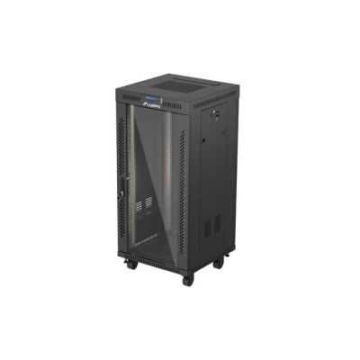 14. LANBERG FLOOR RACK CABINET 19" 24U 600X600 BLACK GLASS DOOR LCD (FLAT PACK) V2