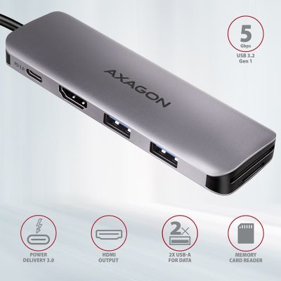 2. Axagon HMC-5 Docking Station Wired USB 3.2 Gen 1 (3.1 Gen 1) Type-C Gray