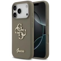 Guess Silicone Big 4G Script Case for iPhone 17 Pro Max - Brown