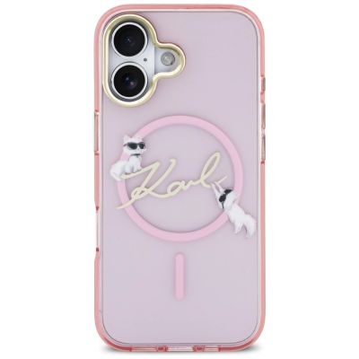 3. Karl Lagerfeld IML Choupettes Karl Script Logo MagSafe iPhone 17 Case - Pink