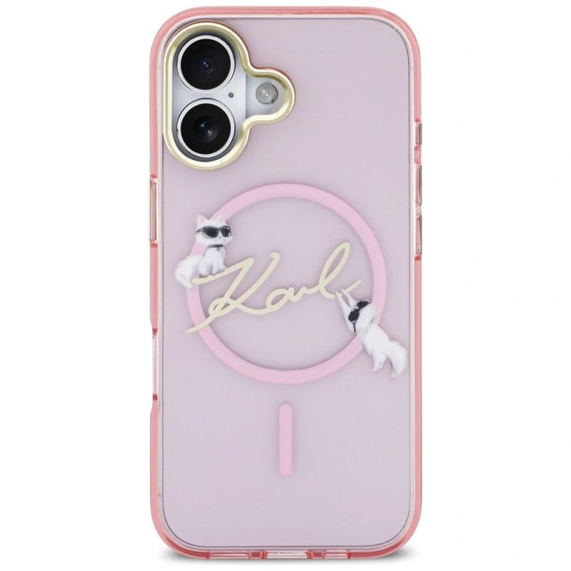 3. Karl Lagerfeld IML Choupettes Karl Script Logo MagSafe iPhone 17 Case - Pink