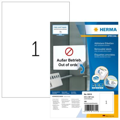 2. HERMA 10315 Self-Adhesive Labels Rounded Rectangle Removable White 100 pcs.