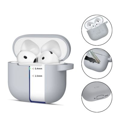 2. Tech-Protect Silicone Hook Case for AirPods 4 - Gray