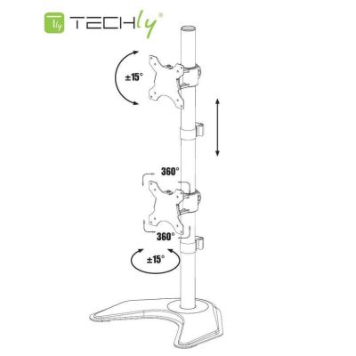 18. TECHLY VERTICAL DESK STAND FOR 2 MONITORS 13-27" LCD 10KG