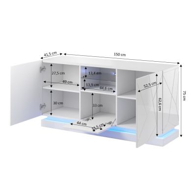 4. QIU 2D1K chest of drawers 150x41.5xH75 gloss black/gloss black