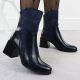 12. Women's Blue Patent Block-Heel Ankle Boots M.Daszyński SA269-1
