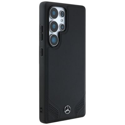 4. Mercedes Leather Curved Stitches Case for Samsung Galaxy S25 Ultra - Black