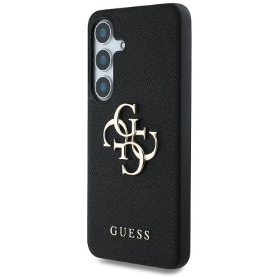 2. Guess Grained Big 4G Logo Small Classic Logo case for Samsung Galaxy S25 Plus black