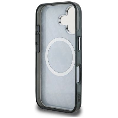 7. Karl Lagerfeld IML Glitter Karl & Choupette Heads Logo MagSafe Case for iPhone 16 - Black