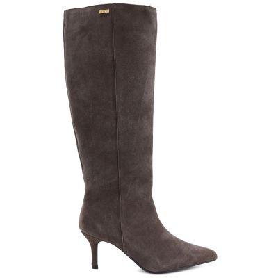 6. Women's leather boots with a high heel, insulated, brown, Big Star UU274497