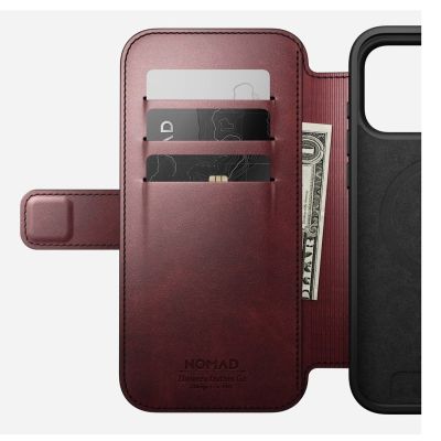 7. NOMAD Modern Leather Folio - MagSafe-compatible leather case for iPhone 17 Pro Max, Horween leather (burgundy)