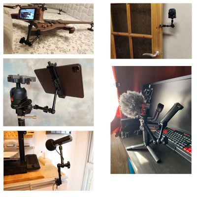 6. Clamp holder for camera, camera, microphone
