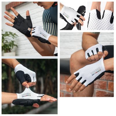 6. Rockbros TLS004 ROAD TO SKY Short Shock Absorbing Cycling Gloves L - White