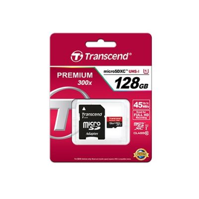 3. SD microSD Card 128GB Transcend SDXC UHS1 w/adapter