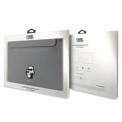 4. Karl Lagerfeld Saffiano Karl&Choupette case for a 14" laptop - silver