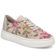 Women's openwork shoes with flowers, beige, Rieker N9919-91