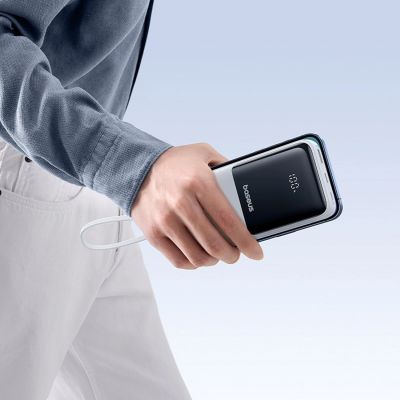 12. Baseus Lipow 20000mAh 22.5W Powerbank with two built-in cables with additional Baseus Simple USB-A - USB-C 3A 20cm cable - white