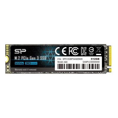 Silicon Power A60 512GB M.2 PCIe NVMe Gen3x4 TLC 2200/1600 MB/s SSD (SP512GBP34A60M28)