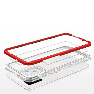 5. Clear 3in1 case for Samsung Galaxy A03s (166) frame gel cover red