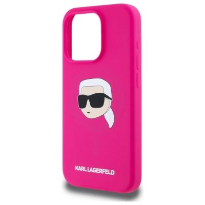 6. Karl Lagerfeld KLHMP15XSKHPPLF iPhone 15 Pro Max 6.7" fuchsia/fuschia hardcase Silicone Karl Head Print MagSafe