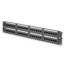 Digitus Patch Panel 19'' 48x RJ45, LSA vertical, cat.6, unshielded, 2U, black, cable guide, labeling fields