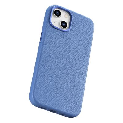 12. iCarer Litchi Premium Leather Case iPhone 14 Plus Magnetic Leather Case with MagSafe Light Blue (WMI14220711-LB)